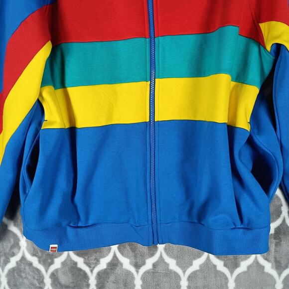 LEGO x Target Jacket Mens Large Blue Red Yellow Full Zip Colorblock Retro Style - Picture 7 of 8